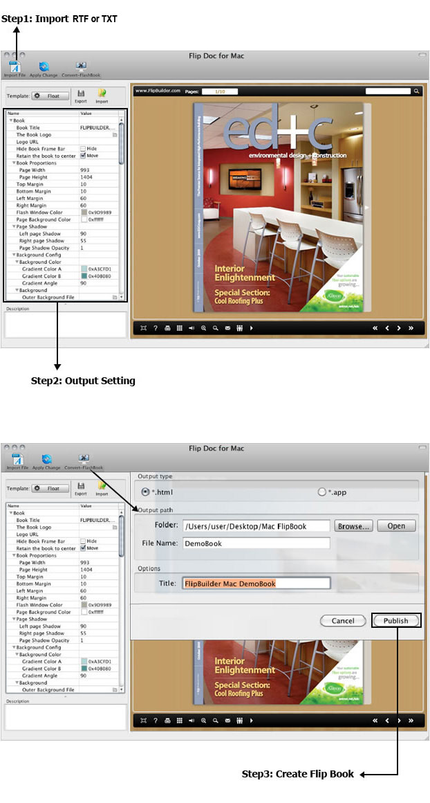 easy steps of using Flip PDF for iPad